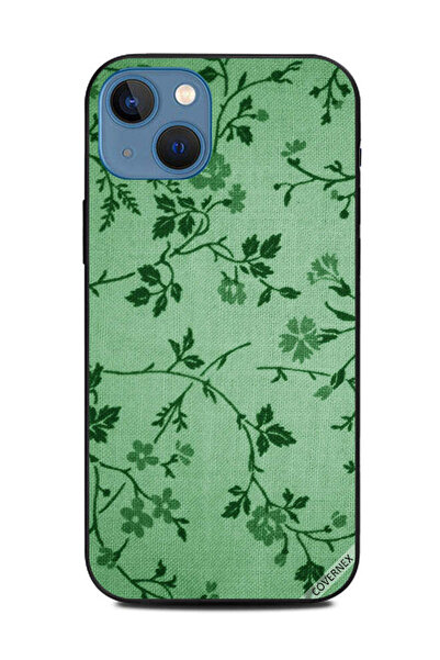 Covernex غطاء حماية لهاتف أبل آيفون 13 جلد أخضر مزهر
