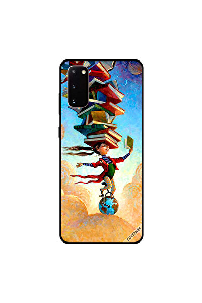 Covernex غطاء حماية لهاتف سامسونج جالكسي S20، فتاة على الكرة الأرضية مع كتب