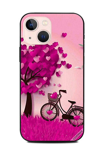 Covernex غطاء حماية لهاتف Apple iPhone 13 Mini - قلوب وردية، شجرة ودورة