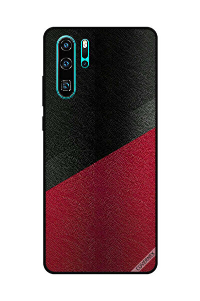 Covernex غطاء حماية لهاتف هواوي بي 30 برو بنمط جلدي أسود وأحمر