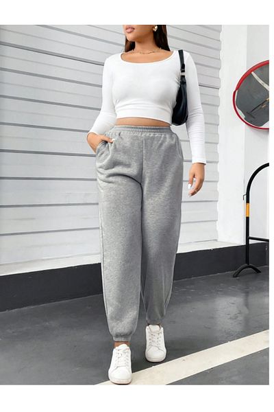 CANDERO Pantaloni de sport pentru femei, gri, din cauciuc, marimi mari, de calitate, cu croiala largi, elastici, confortabili, YUS
