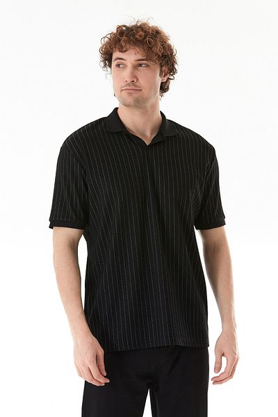 Fulla Moda Μπλούζα Jacquard με Πόλο Γιακά
