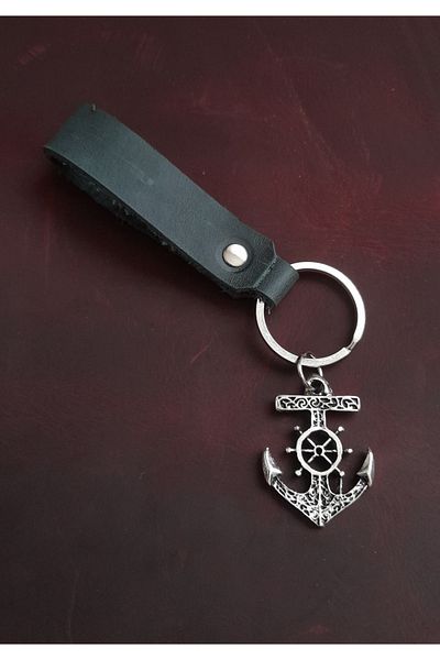 BSN Store سلسلة مفاتيح من الجلد الطبيعي على شكل مرساة هدية