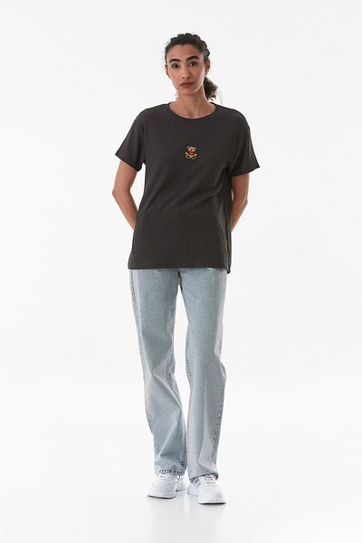 Fulla Moda Tricou oversize din țesătură brodată cu ursuleț de pluș