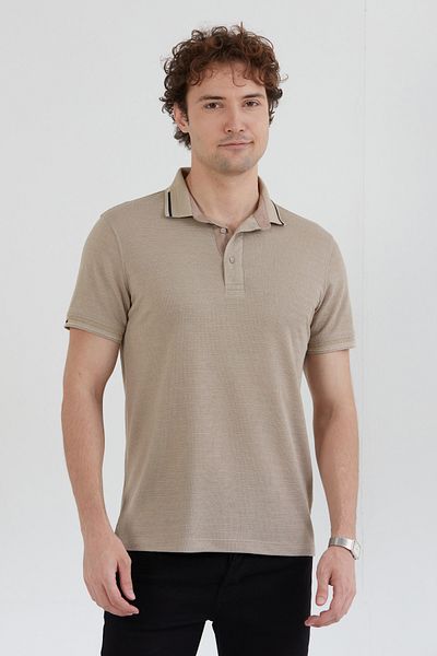 Fulla Moda Βασικό μπλουζάκι με μισό κουμπί Polo Neck Slim Fit
