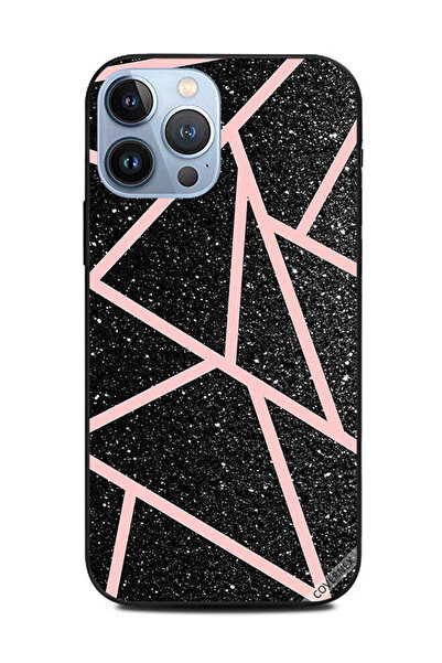 Covernex غطاء حماية لهاتف Apple iPhone 13 Pro Max أسود لامع بنقشة مسارات وردي...