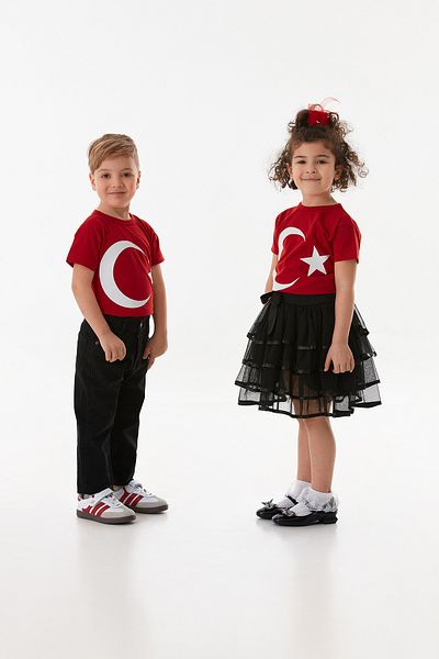 Fulla Moda Turkish Flag Printed Unisex Kids T-Shirt