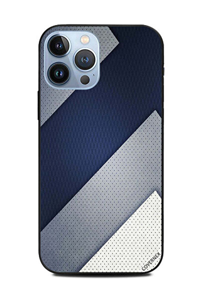 Covernex غطاء حماية لهاتف Apple iPhone 13 Pro Max بنقشة جلد أزرق داكن ورمادي