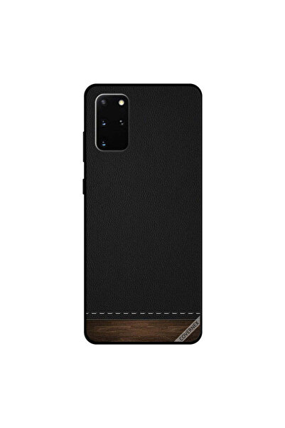 Covernex غطاء حماية لهاتف سامسونج جالكسي S20 بلس، جلد أسود وخشب من الأسفل