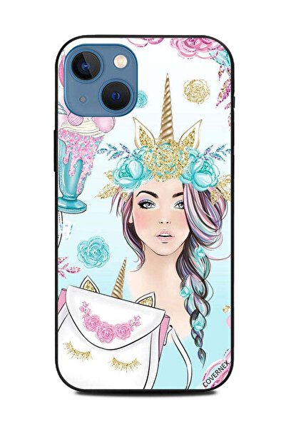 Covernex غطاء حماية لهاتف Apple iPhone 13 رموش على الحقيبة وفتاة وحيد القرن