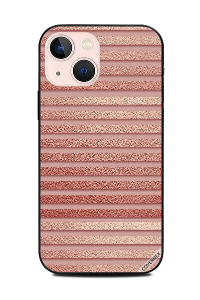 Covernex غطاء حماية لهاتف Apple iPhone 13 Mini بنمط خطوط لامعة باللون الخوخي