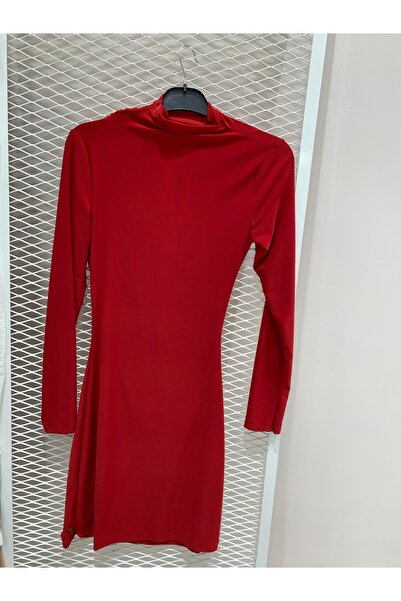 iyzi Kırmızı Kadın Yan Büzgülü Abiye Elbise