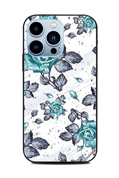Covernex غطاء حماية لهاتف Apple iPhone 13 Pro، زهور خضراء، أوراق سوداء، رسم فني