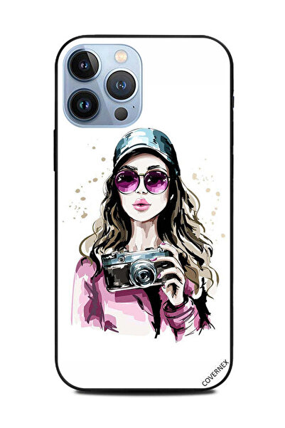 Covernex غطاء حماية لهاتف Apple iPhone 13 Pro Max وردي زجاجي فتاة جاهزة للالتقاط