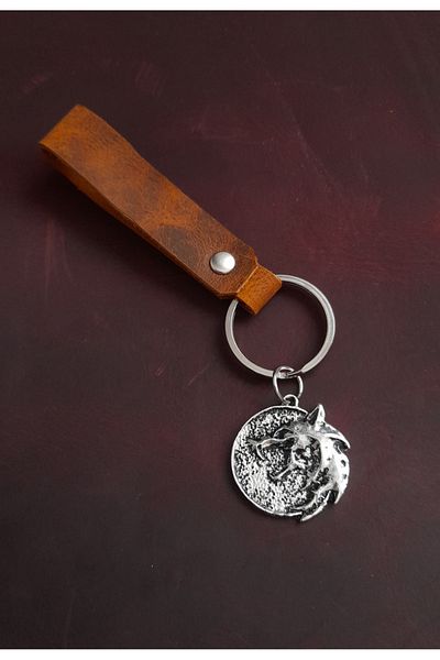 BSN Store Wolf Dragon Figure Genuine Leather Keychain Gift Keychain