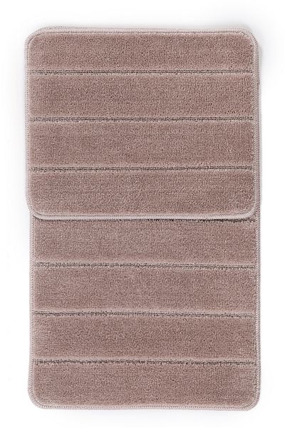 KONFOR Non-Slip Bathroom Mat Set – Soft-Textured, Water Absorbent, Washable New Striped Set (50x80