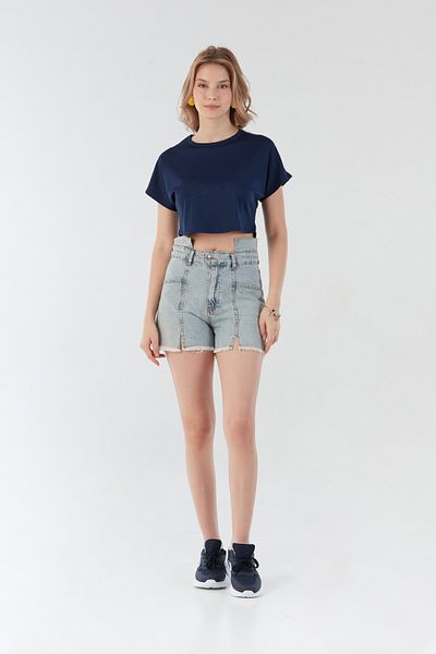 Fulla Moda Basic Bat Sleeve Crop T-Shirt