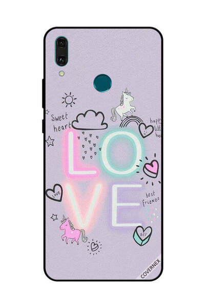 Covernex غطاء حماية لهاتف هواوي Y9 2019 - قلب حلو، حب، وحيد القرن