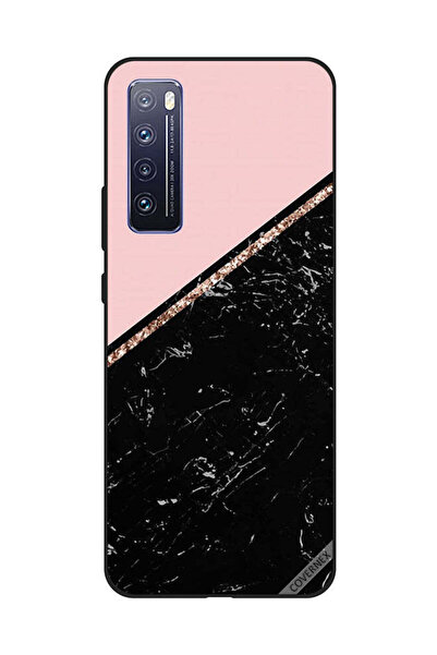 Covernex Protective Case Cover For Huawei Nova 7 Black Marble & Golden Strip