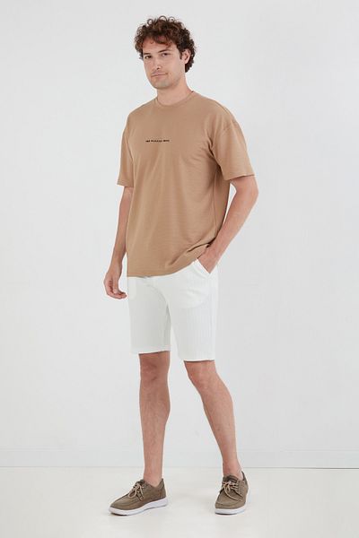 Fulla Moda Μπλουζάκι με ανάγλυφο τυπωμένο ύφασμα βάφλα με λαιμόκοψη