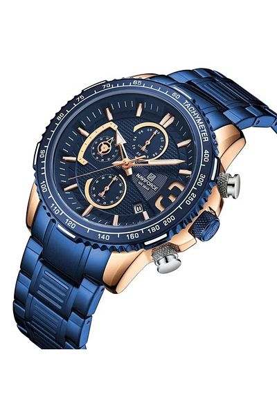 Naviforce Men's Luxury Chronograph Watch – 45mm Stainless Steel Strap, Water Resistant