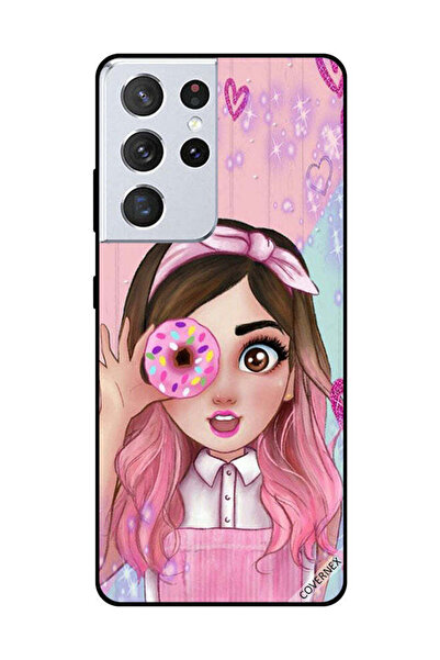 Covernex غطاء حماية لهاتف سامسونج جالاكسي S21 ألترا فتاة صغيرة لطيفة تحمل دونات