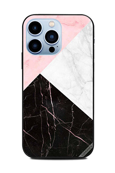 Covernex غطاء حماية لهاتف Apple iPhone 13 Pro بنمط رخامي وردي أبيض وأسود