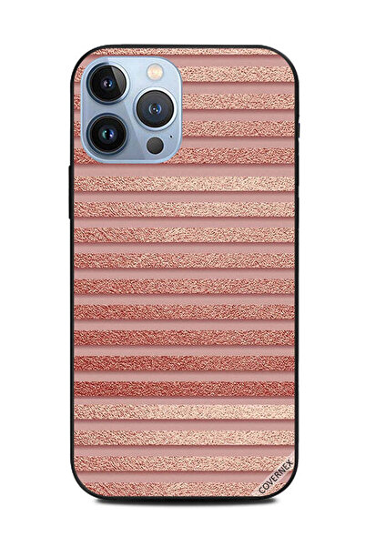 Covernex غطاء حماية لهاتف Apple iPhone 13 Pro Max بنمط خطوط لامعة باللون الخوخي