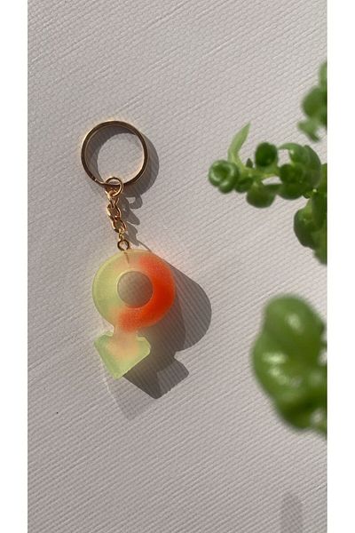 MISS GOLDEN Colorful Men's Symbol Keychain with Gold Accessories Handmade Epoxy Gift