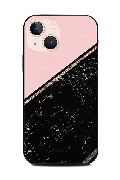 Covernex غطاء حماية لهاتف أبل آيفون 13 ميني، شريط رخامي أسود وذهبي