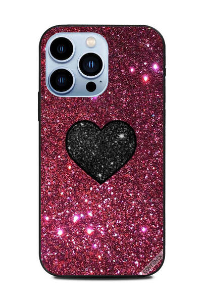 Covernex غطاء حماية لهاتف Apple iPhone 13 Pro بتصميم قلب أسود مع لمعان أحمر