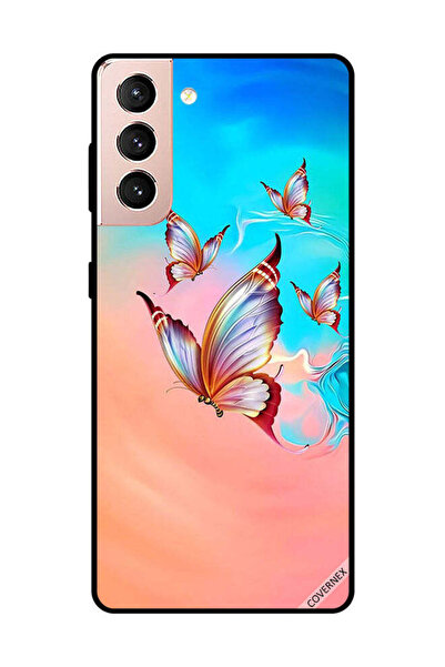 Covernex غطاء حماية لهاتف سامسونج جالاكسي S21 بلس، فراشات تحلق فوق لون الطلاء