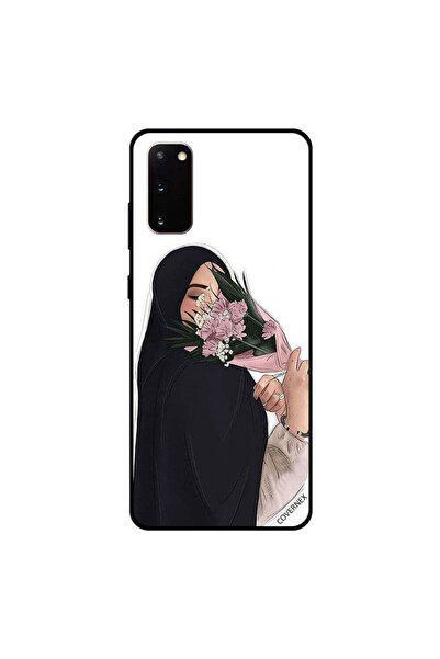Covernex غطاء حماية لهاتف سامسونج جالكسي S20، فتاة تخفي وجهها مع زهور الخوخ