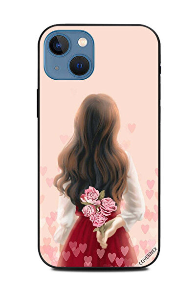 Covernex غطاء حماية لهاتف أبل آيفون 13 - فتاة تخفي الزهور