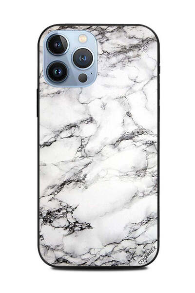 Covernex غطاء حماية لهاتف Apple iPhone 13 Pro Max أسود متشقق رخامي أبيض