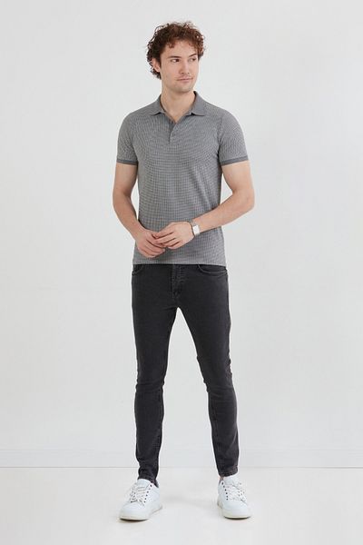 Fulla Moda Μπλουζάκι με γεωμετρικό σχέδιο με μισό κουμπί με γιακά πόλο