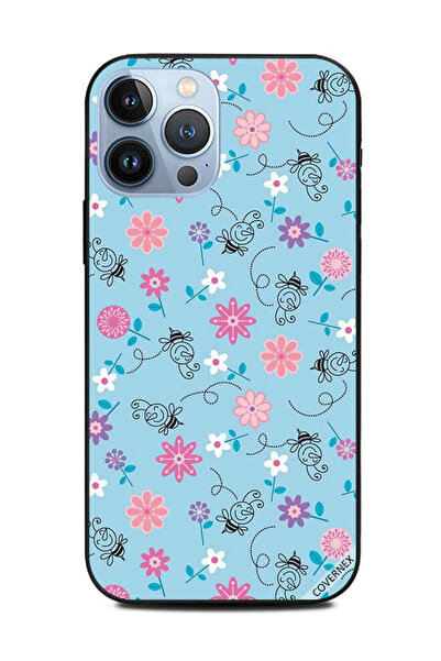 Covernex غطاء حماية لهاتف Apple iPhone 13 Pro Max بنقشة زهور وردية ونحل