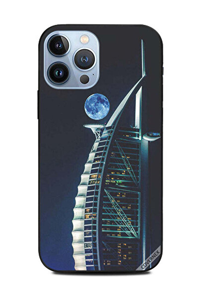 Covernex غطاء حماية لهاتف أبل آيفون 13 برو ماكس - القمر وبرج العرب في الليل