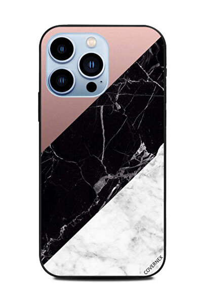 Covernex غطاء حماية لجهاز Apple iPhone 13 Pro باللون الأبيض والأسود مع سطح رخ...