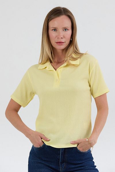 Fulla Moda Wrapped Fabric Buttoned Polo Neck T-Shirt