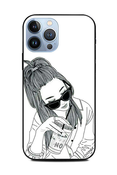 Covernex غطاء حماية لهاتف Apple iPhone 13 Pro Max، فتاة خربشة تشرب بالأبيض وا...