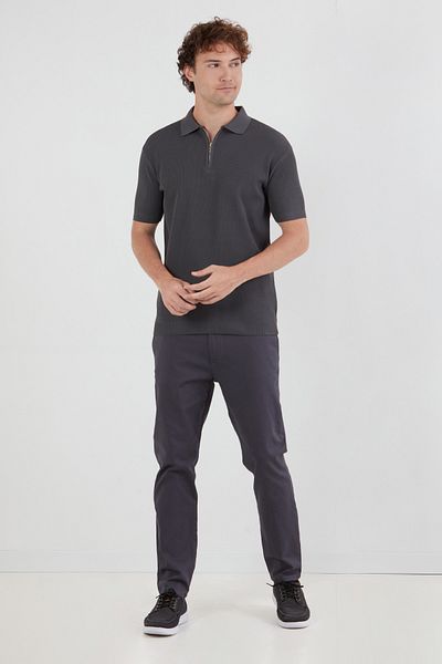 Fulla Moda Πλεκτό μπλουζάκι με μισό φερμουάρ από ύφασμα βάφλα
