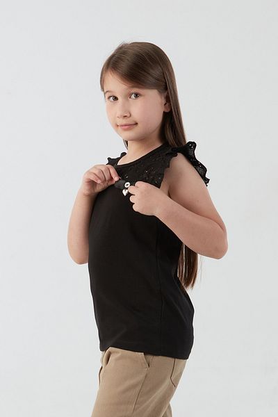 Fulla Moda Δαντελένια μανίκια Λεπτομερής Κοριτσίστικη Μπλούζα