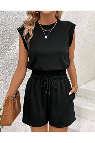 TONFİX LİFE Kadın Siyah Likralı Esnek Ter Tutmayan Rahat Giyim Mevsimlik Şort TONFİX