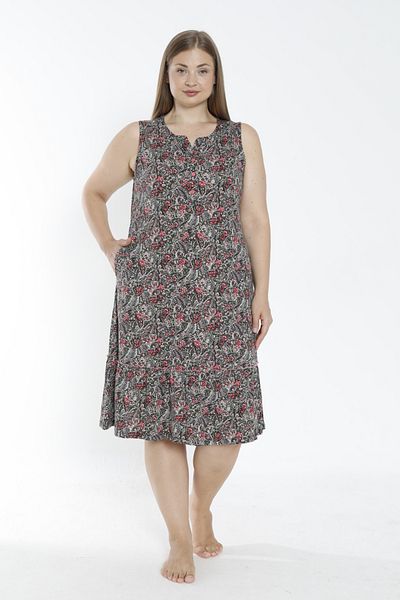 ROMEO LİFE Women's Plus Size Cotton Modal Fabric Short Dress 7855