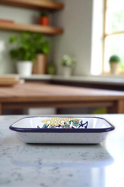İnci Emaye No. 22 Enameled Square Plate Appetizer Breakfast Camping Picnic