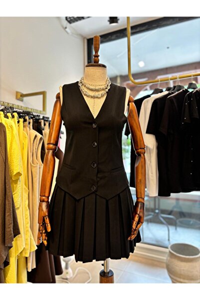 The Zest Boutique Siyah Pileli Model Elbise