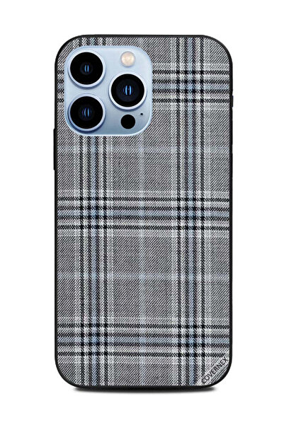 Covernex غطاء حماية لهاتف Apple iPhone 13 Pro بنمط خطوط على قماش رمادي