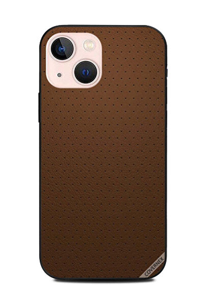 Covernex غطاء حماية لهاتف Apple iPhone 13 Mini، جلد بني منقط بنقشة