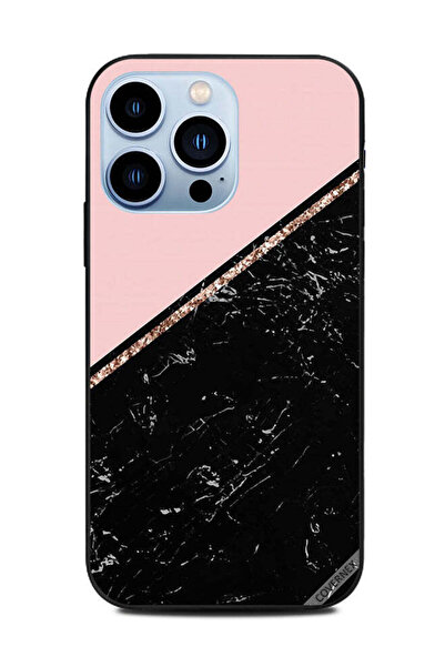 Covernex غطاء حماية لهاتف أبل آيفون 13 برو - رخام أسود وشريط ذهبي